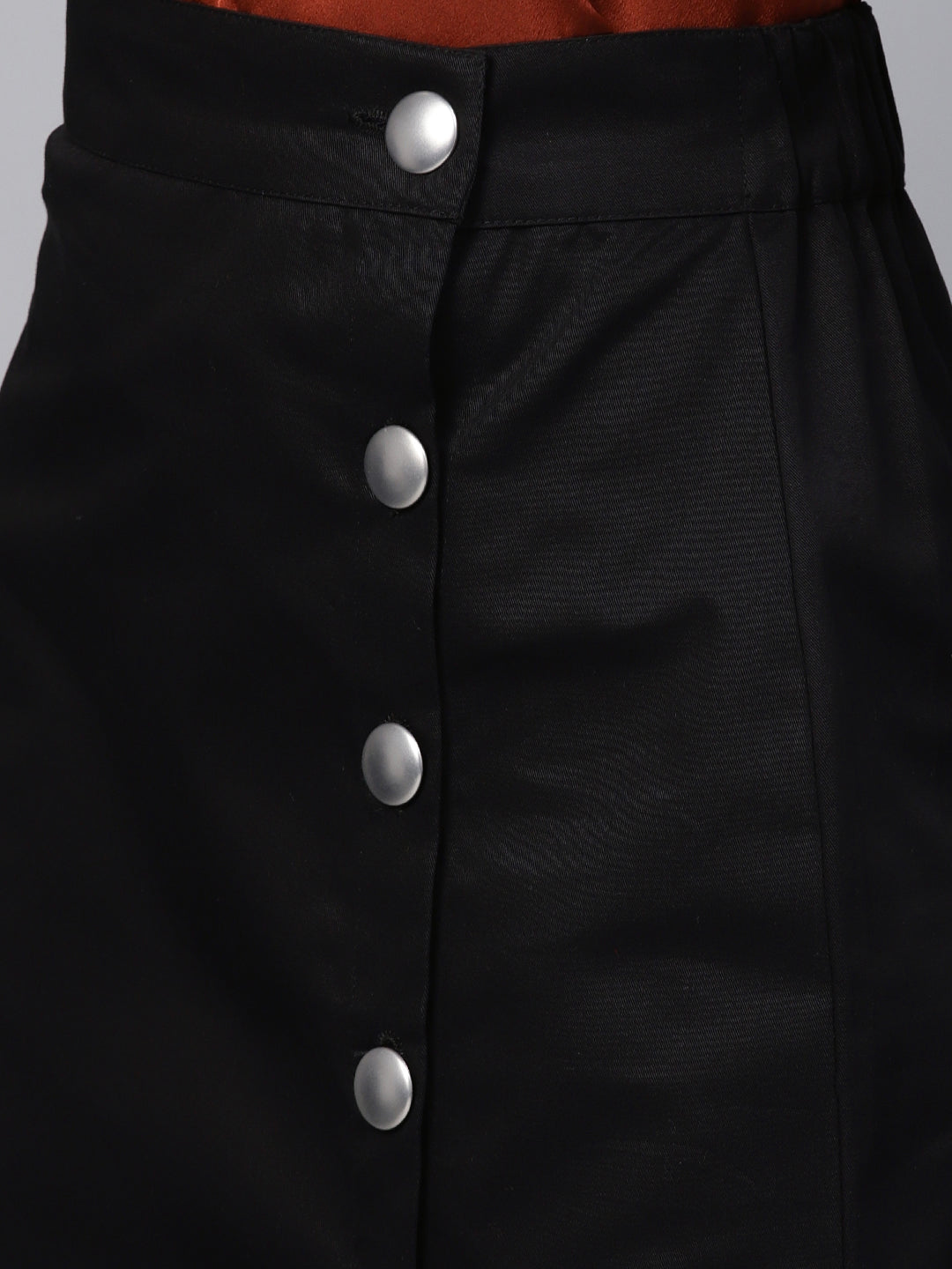 Popnetic Women Black Solid Wrap Pure Cotton Skirt