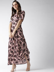 Popnetic Women Beige & Brown Printed Maxi Dress