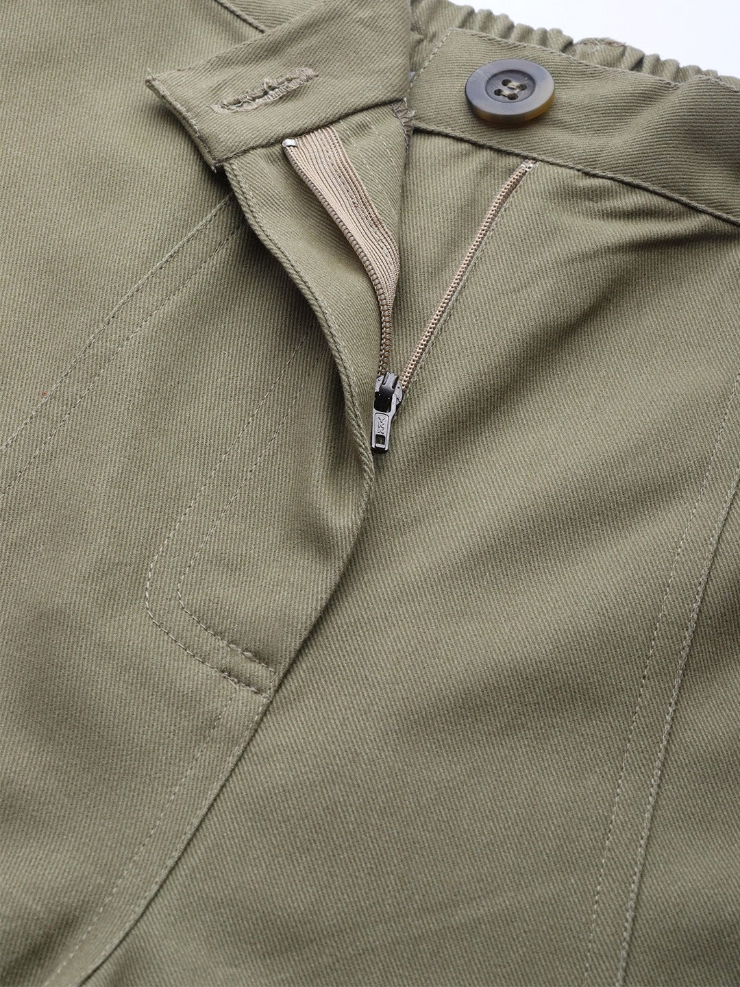 Popnetic Women Olive Green Solid Pure Cotton Regular Shorts