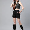 Popnetic Women Black Solid Pure Cotton Regular Shorts