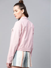 Popnetic Women Pink Solid Pure Cotton Shacket