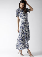 Popnetic Women Blue & White Printed Maxi Dress