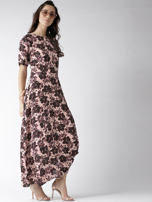 Popnetic Women Beige & Brown Printed Maxi Dress