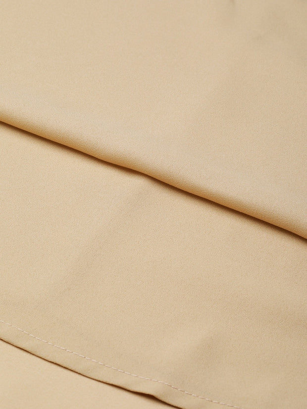 Popnetic Women Beige Solid Layered Top