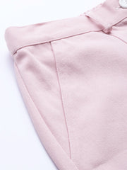 Popnetic Women Pink Solid Pure Cotton Regular Shorts
