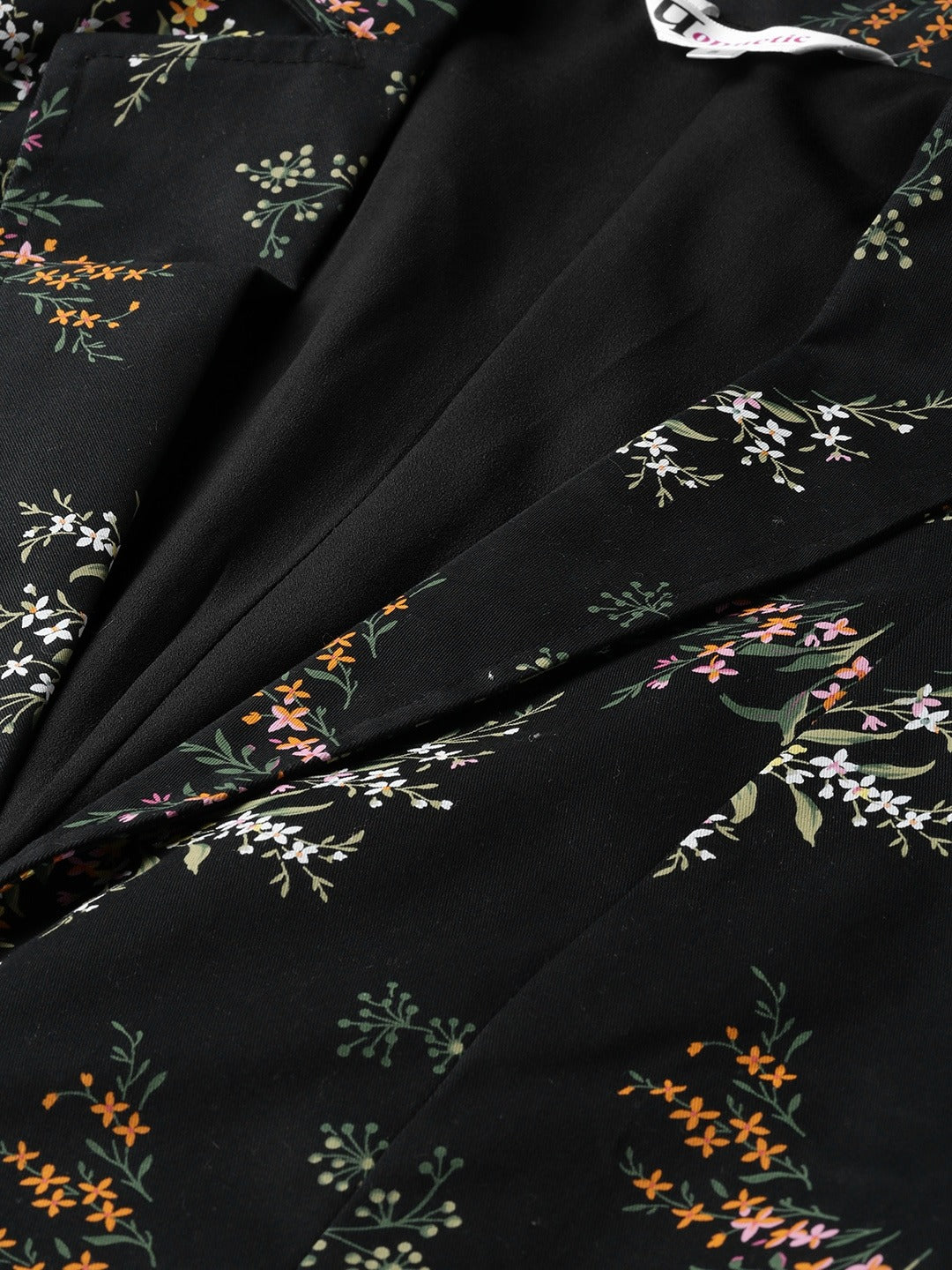 Popnetic Women Black & Green Printed Single Breasted Casual Pure Cotton Blazer