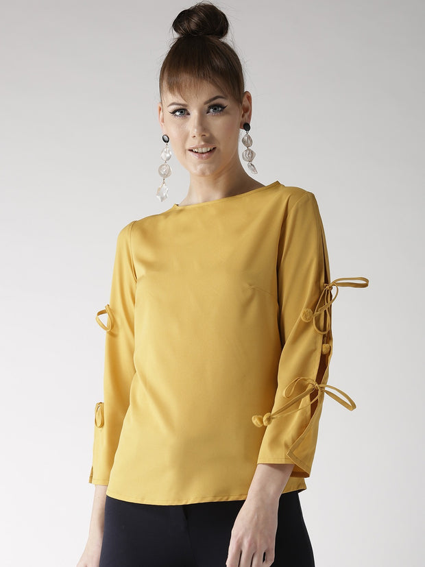 Popnetic Women Mustard Yellow Solid Top
