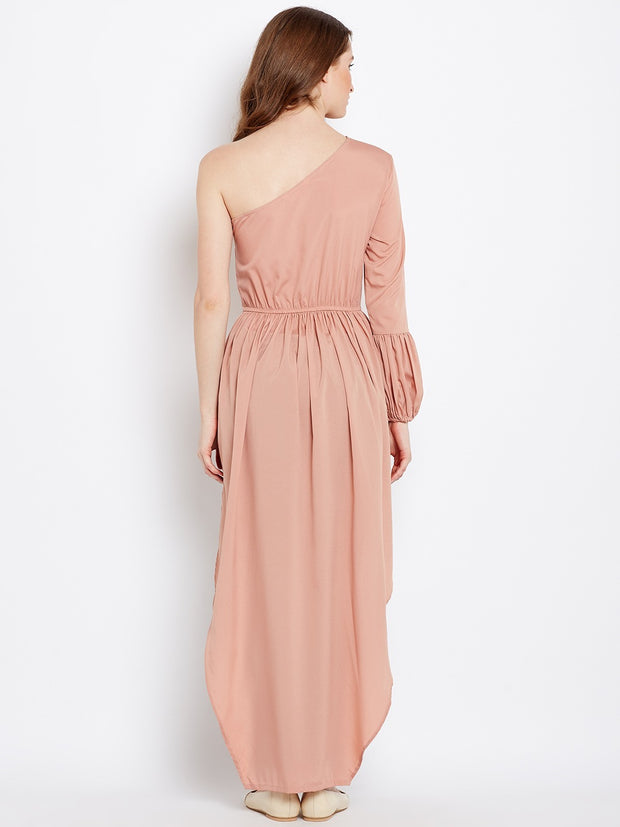 Popnetic Women Nude-Coloured Solid Maxi Top