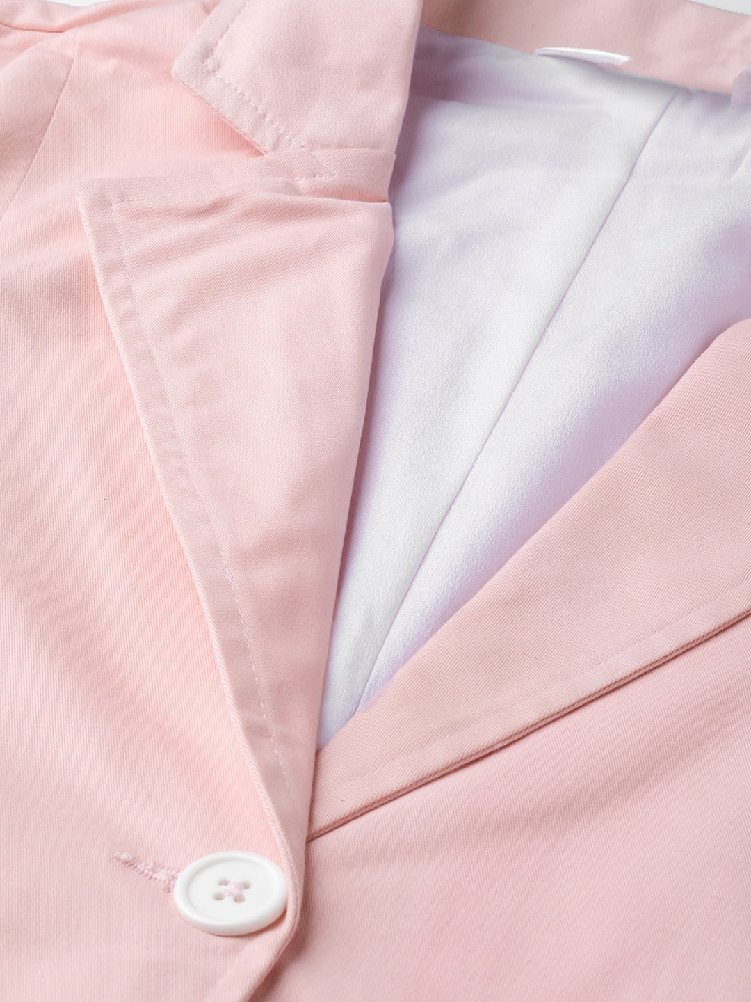 Popnetic Women Pink Solid Single-Breasted Casual Blazer