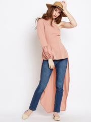 Popnetic Women Nude-Coloured Solid Maxi Top