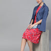 Popnetic Women Blue Solid Casual Pure Cotton Blazer