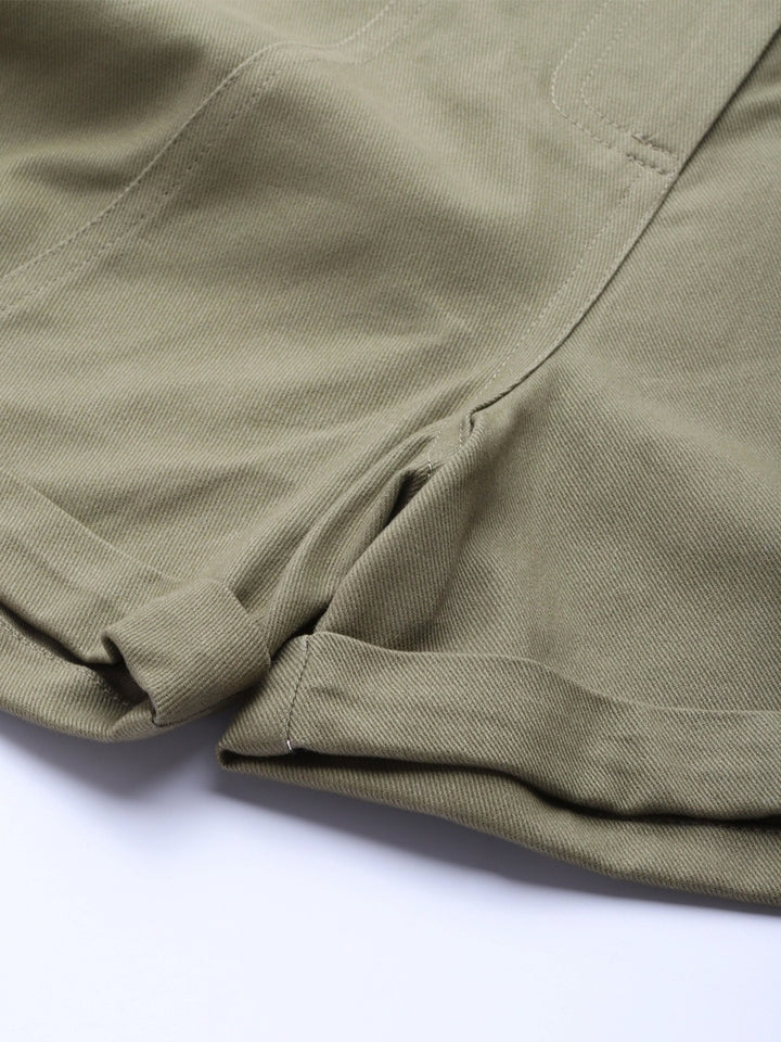 Popnetic Women Olive Green Solid Pure Cotton Regular Shorts