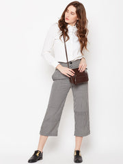 Popnetic Women Black Regular Fit Checked Culottes