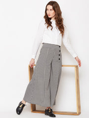 Popnetic Women Black Loose Fit Checked Culottes