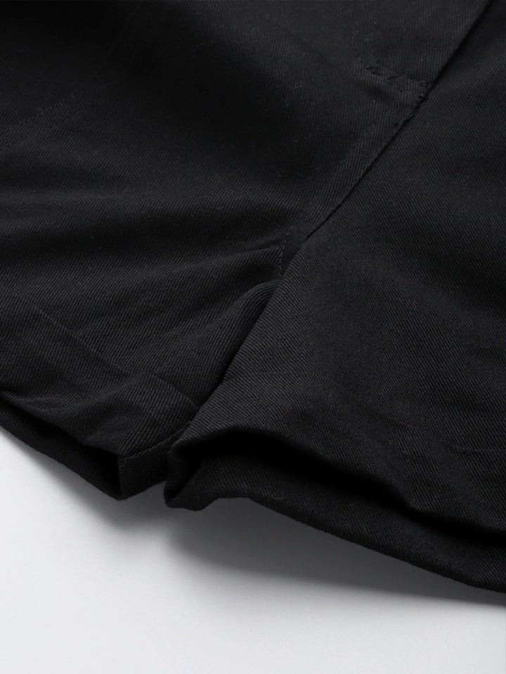 Popnetic Women Black Solid Pure Cotton Regular Shorts